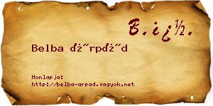 Belba Árpád névjegykártya